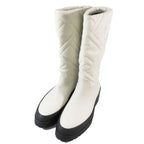 Hermes Leather Long Boots Exlibris Quilted Logo Shoes 35.5 Ivory — view 3