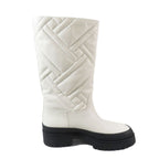 Hermes Leather Long Boots Exlibris Quilted Logo Shoes 35.5 Ivory — view 2