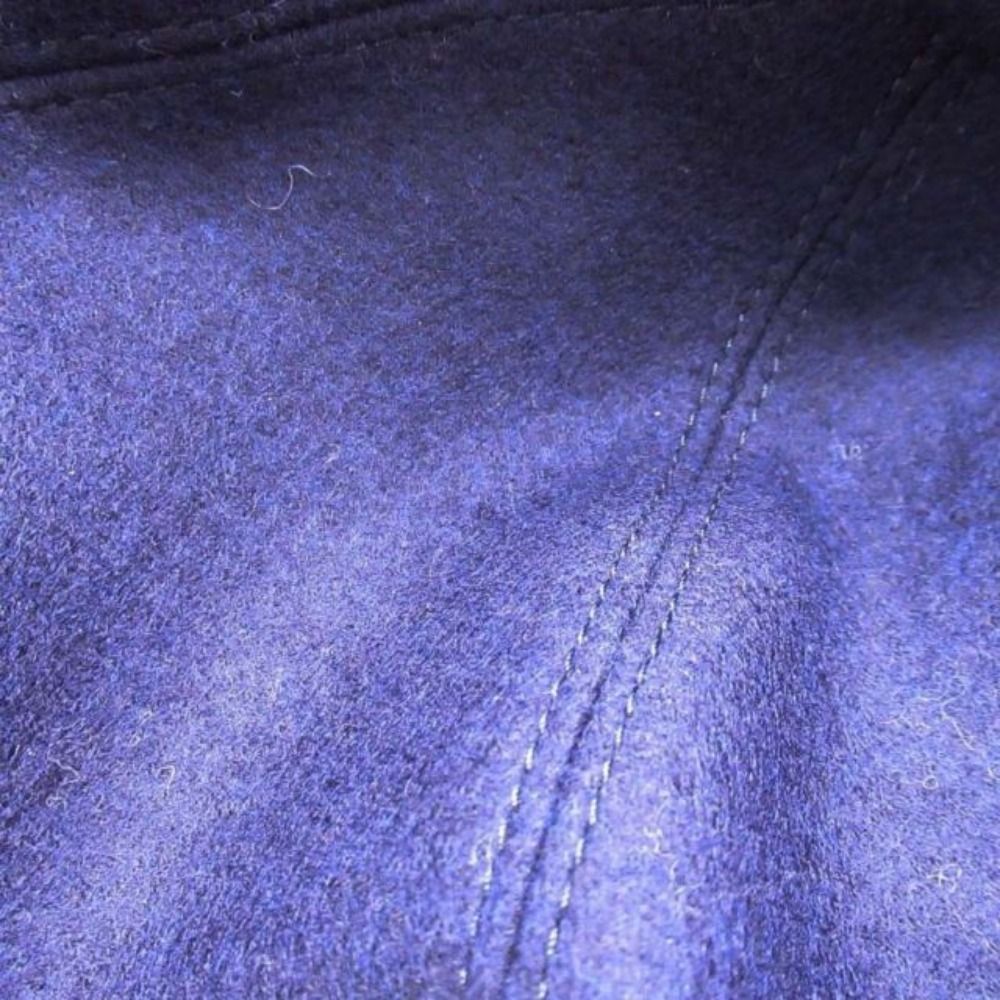 Hermes Gabrielle Beret Wool Jersey Leather Trim Series Button Hat 56 cm Navy — view 6