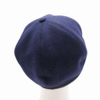 Hermes Gabrielle Beret Wool Jersey Leather Trim Series Button Hat 56 cm Navy — view 3