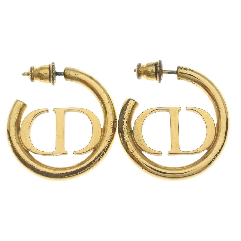 Dior CD Logo Montane Hoop Earrings Gold — view 2