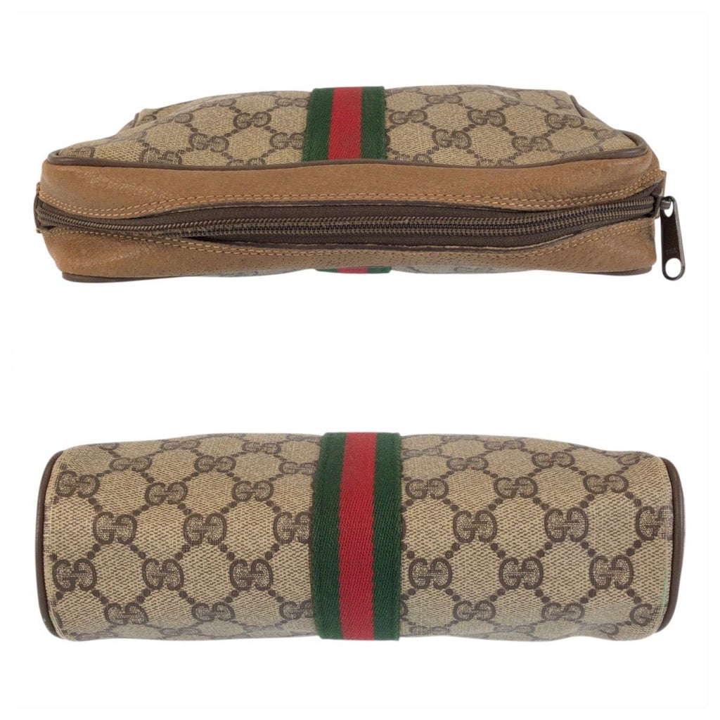 Gucci Vintage Sherry Line Beige GG Supreme Canvas Clutch — view 8