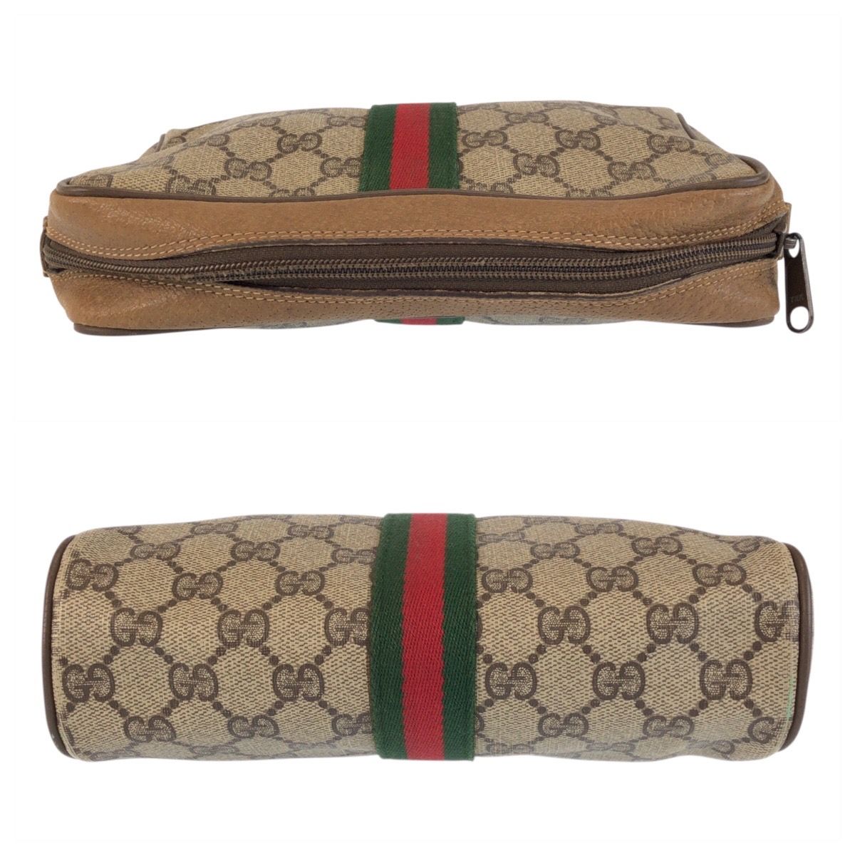 Gucci Vintage Sherry Line Beige GG Supreme Canvas Clutch — view 8