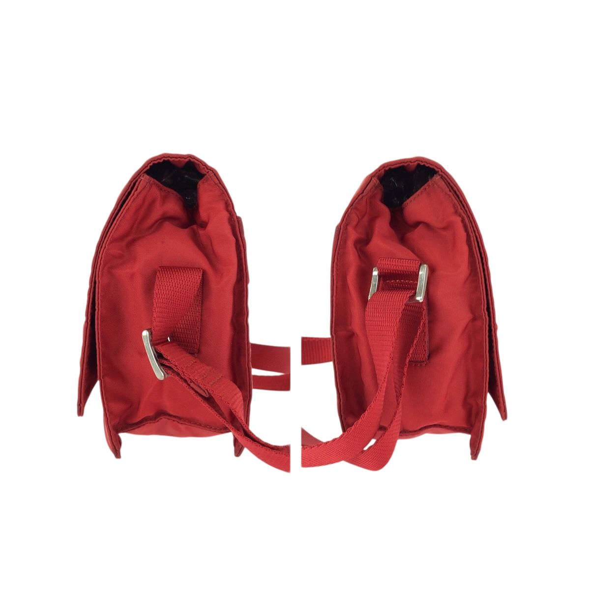 Prada Tessuto Red Silver Nylon Shoulder Bag Pochette — view 8