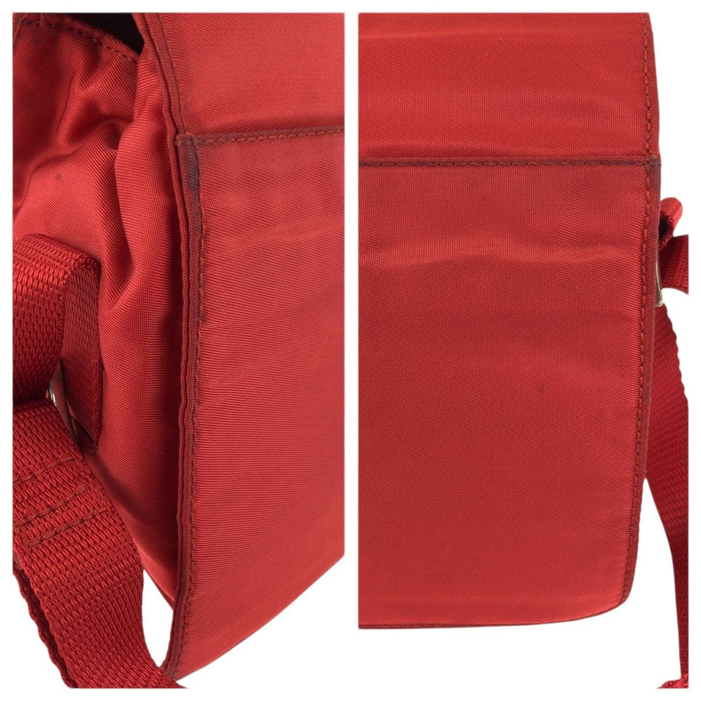 Prada Tessuto Red Silver Nylon Shoulder Bag Pochette — view 6