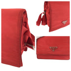 Prada Tessuto Red Silver Nylon Shoulder Bag Pochette — view 5