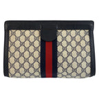Gucci Vintage Sherry Line Gray GG Supreme Canvas 422 39 012 Clutch — view 2