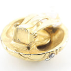 Chanel Quilted Vintage Gold Plated Rhinestone Earrings — view 8
