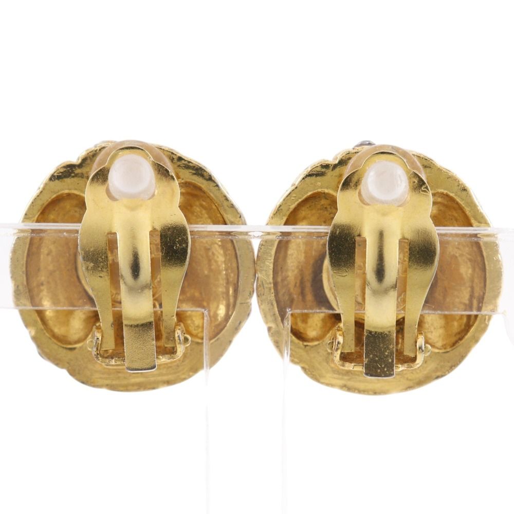 Chanel Quilted Vintage Gold Plated Rhinestone Earrings — view 3