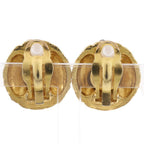 Chanel Quilted Vintage Gold Plated Rhinestone Earrings — view 3