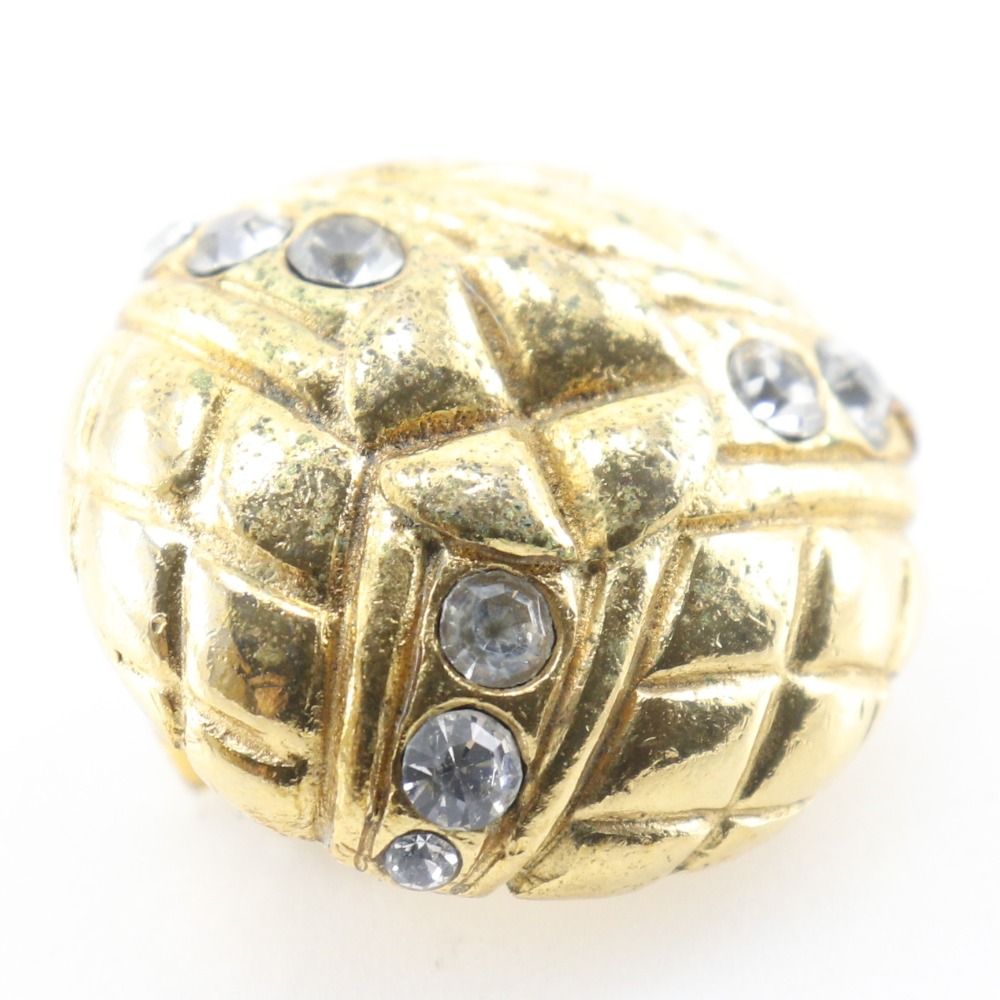 Chanel Quilted Vintage Gold Plated Rhinestone Earrings — view 7