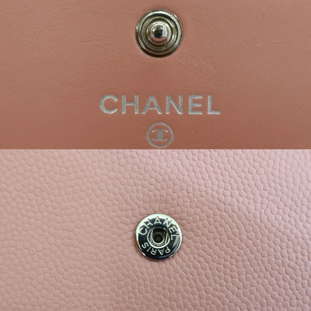 Chanel CC Logo Caviar Leather Pink Wallet — view 9