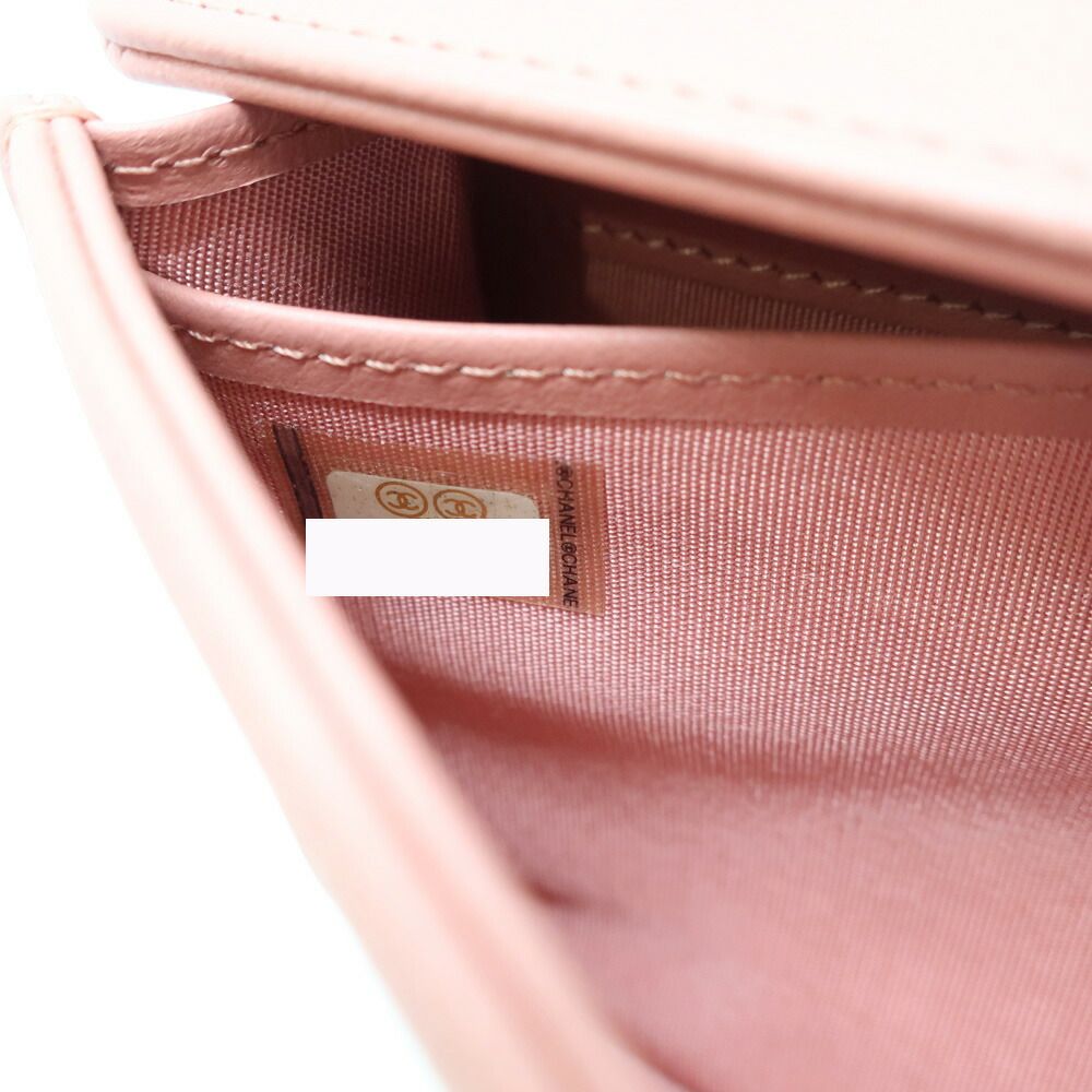 Chanel CC Logo Caviar Leather Pink Wallet — view 7
