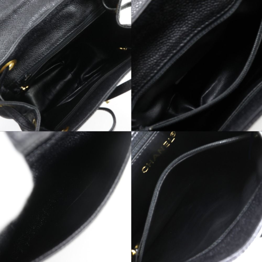 Chanel CC Logo Chain Backpack Caviar Leather Black — view 5