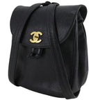 Chanel CC Logo Chain Backpack Caviar Leather Black — view 2