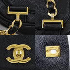 Chanel CC Logo Chain Backpack Caviar Leather Black — view 9
