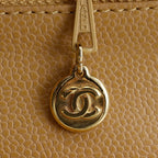 Chanel Top Handle Bag Quilted Caviar Leather Beige Handbag — view 6