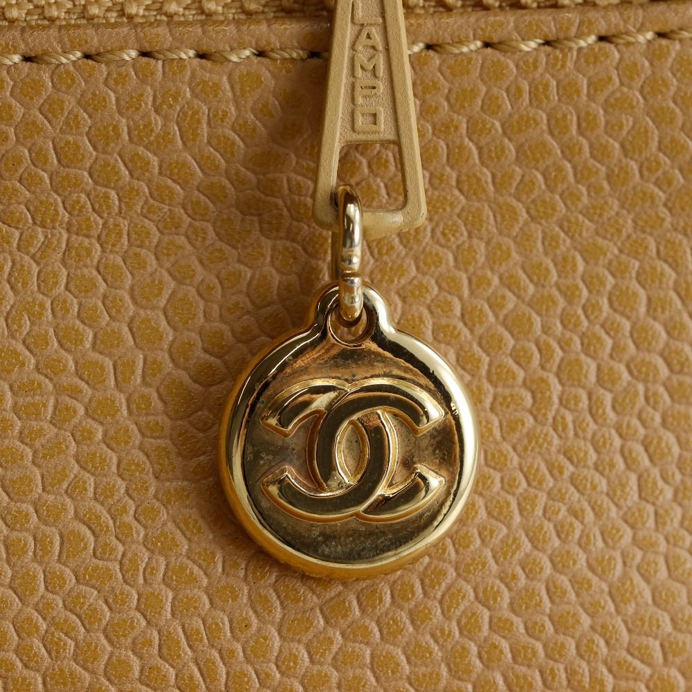 Chanel Top Handle Bag Quilted Caviar Leather Beige Handbag — view 6