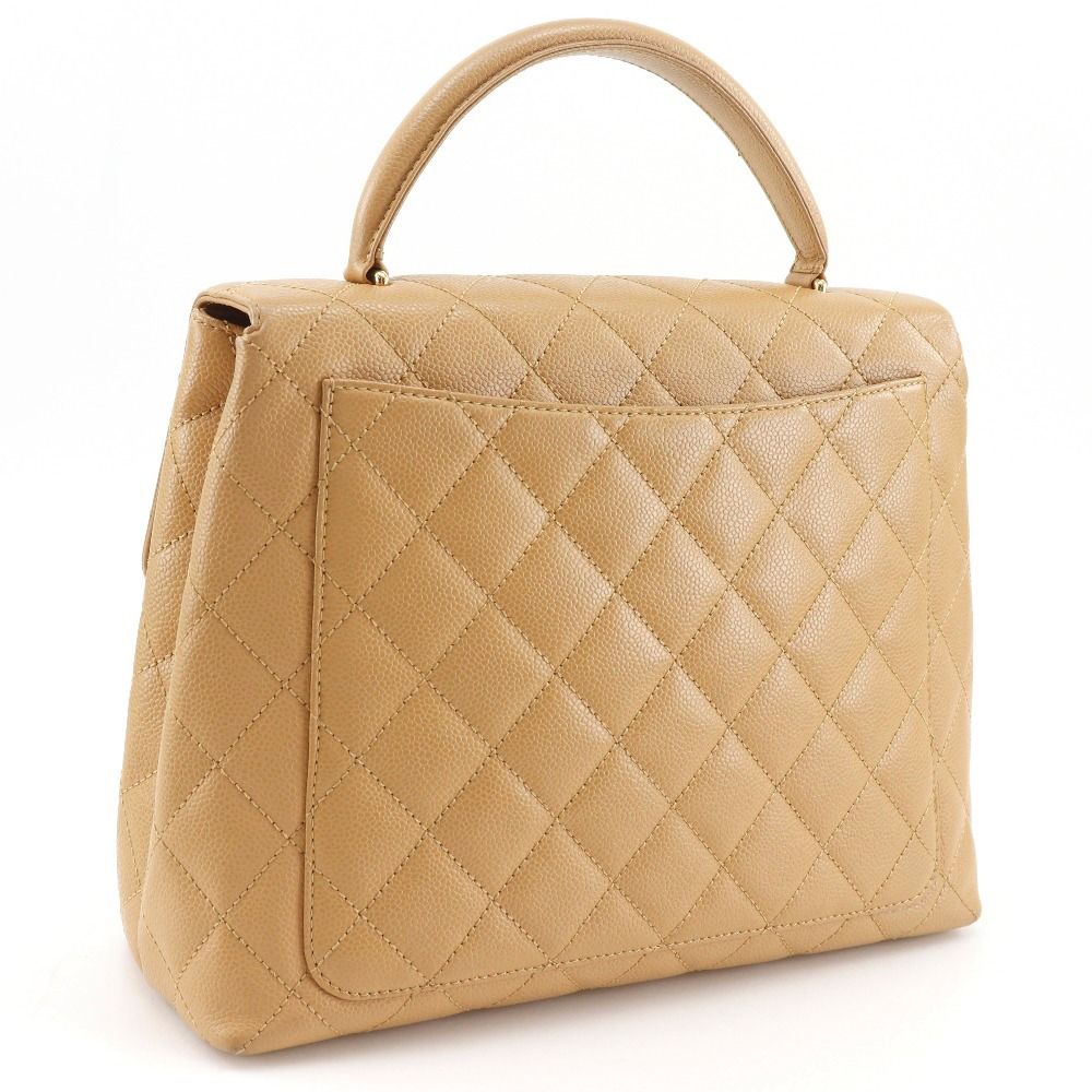 Chanel Top Handle Bag Quilted Caviar Leather Beige Handbag — view 3