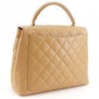 Chanel Top Handle Bag Quilted Caviar Leather Beige Handbag — view 3