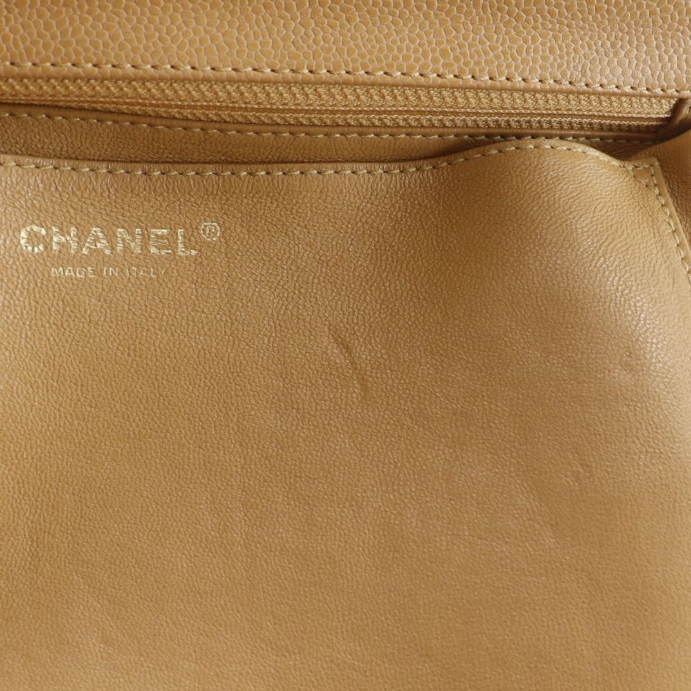 Chanel Top Handle Bag Quilted Caviar Leather Beige Handbag — view 8