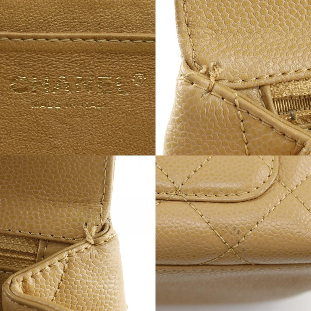 Chanel Top Handle Bag Quilted Caviar Leather Beige Handbag — view 9