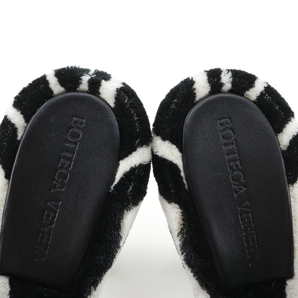 Bottega Veneta Pose Zebra Pattern Faux Fur Rubber Black White Mules — view 6