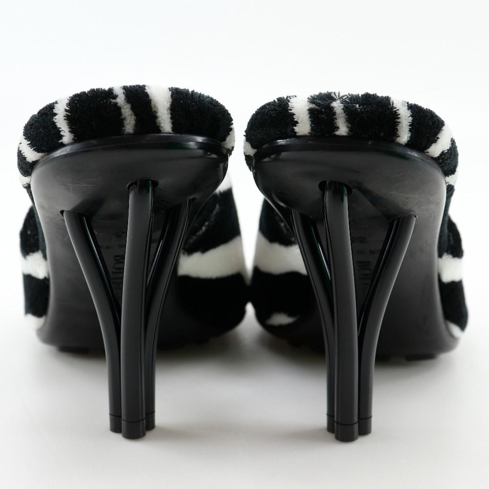 Bottega Veneta Pose Zebra Pattern Faux Fur Rubber Black White Mules — view 3