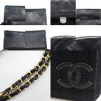 Chanel Chain Chocolate Bar CC Logo Jersey Black Tote — view 9