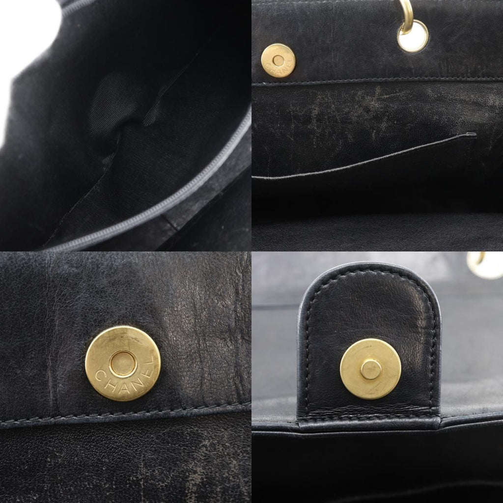 Chanel Chain Chocolate Bar CC Logo Jersey Black Tote — view 8