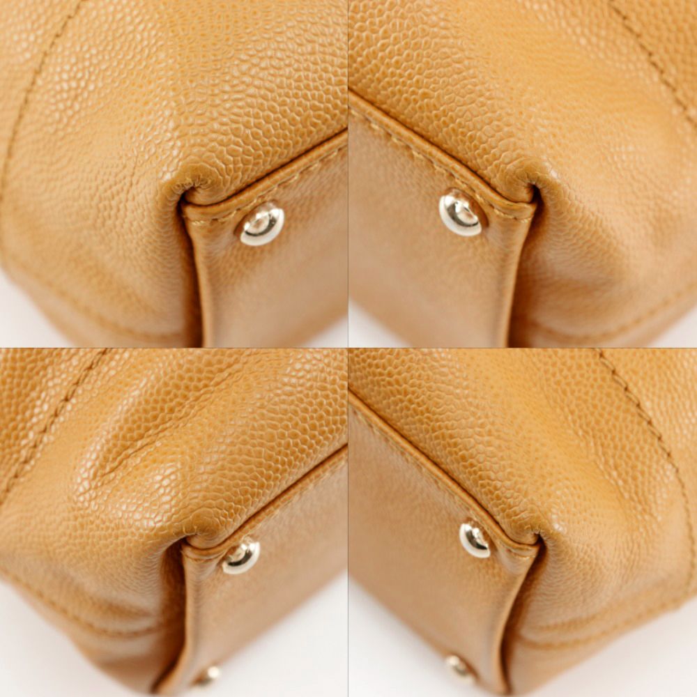 Chanel CC Logo Drawstring Caviar Leather Brown Tote — view 4