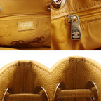 Chanel CC Logo Drawstring Caviar Leather Brown Tote — view 9