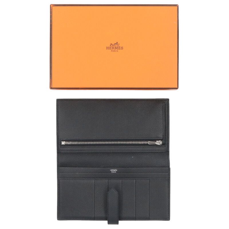 Hermes Bearn Souffle Monochrome So Black Epsom Wallet — view 3