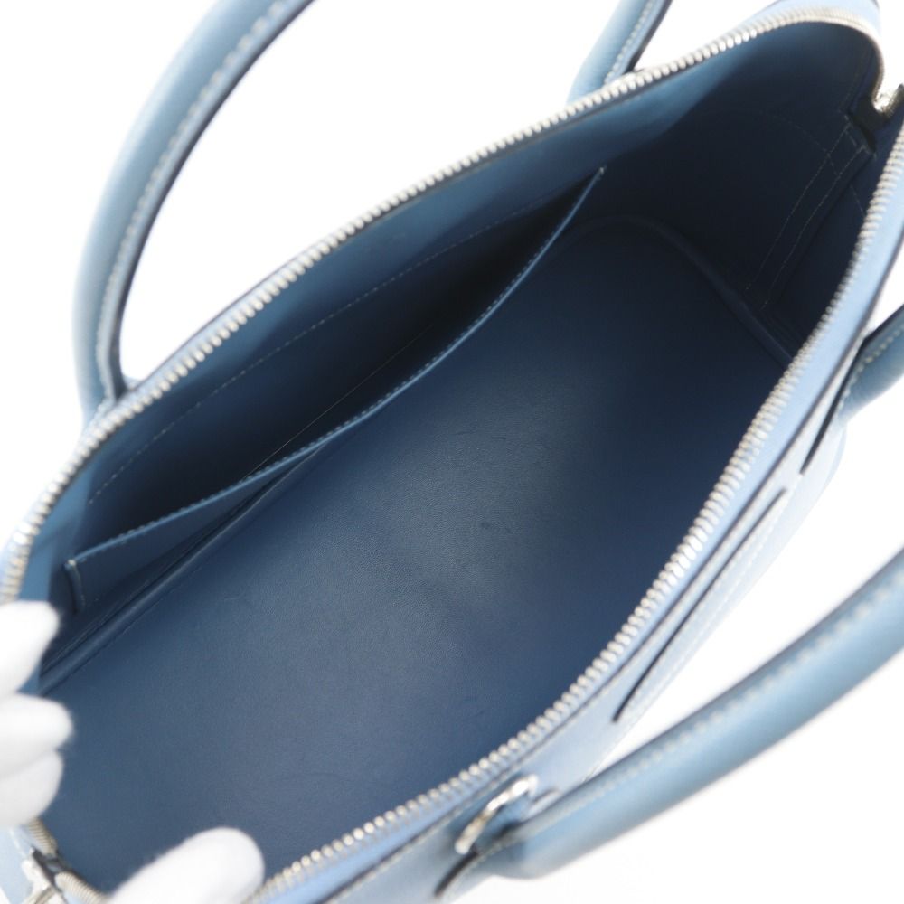 Hermes Bolide 35 2-Way Shoulder Veau Epsom Blue Jean Silver Handbag — view 6
