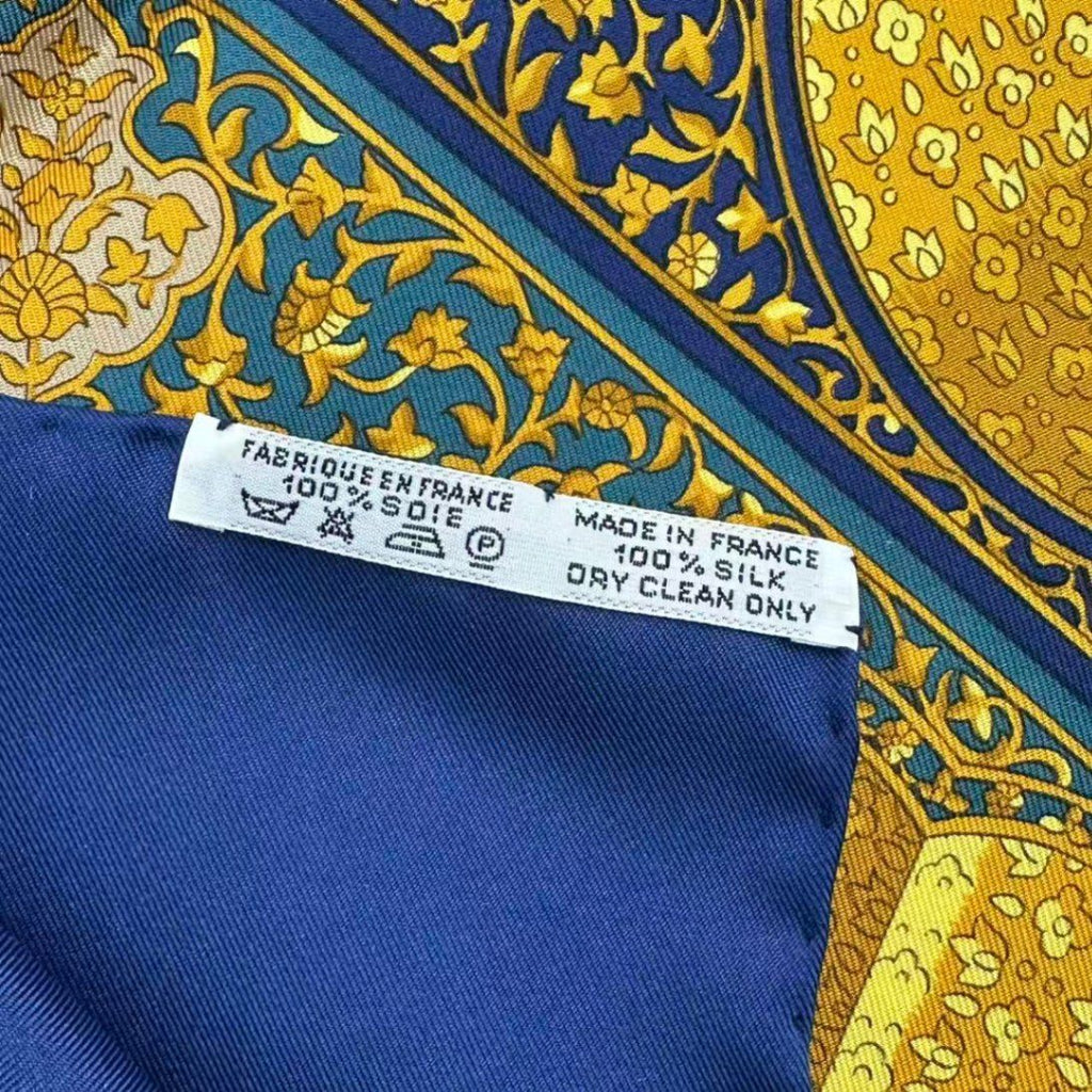Hermes Carre 90 Silk Scarf Splendeur Des Maharajas Splendor Navy — view 8