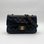 Chanel Large Shoulder Bag Quilted CC Logo Gold Turnlock Double Flap Black