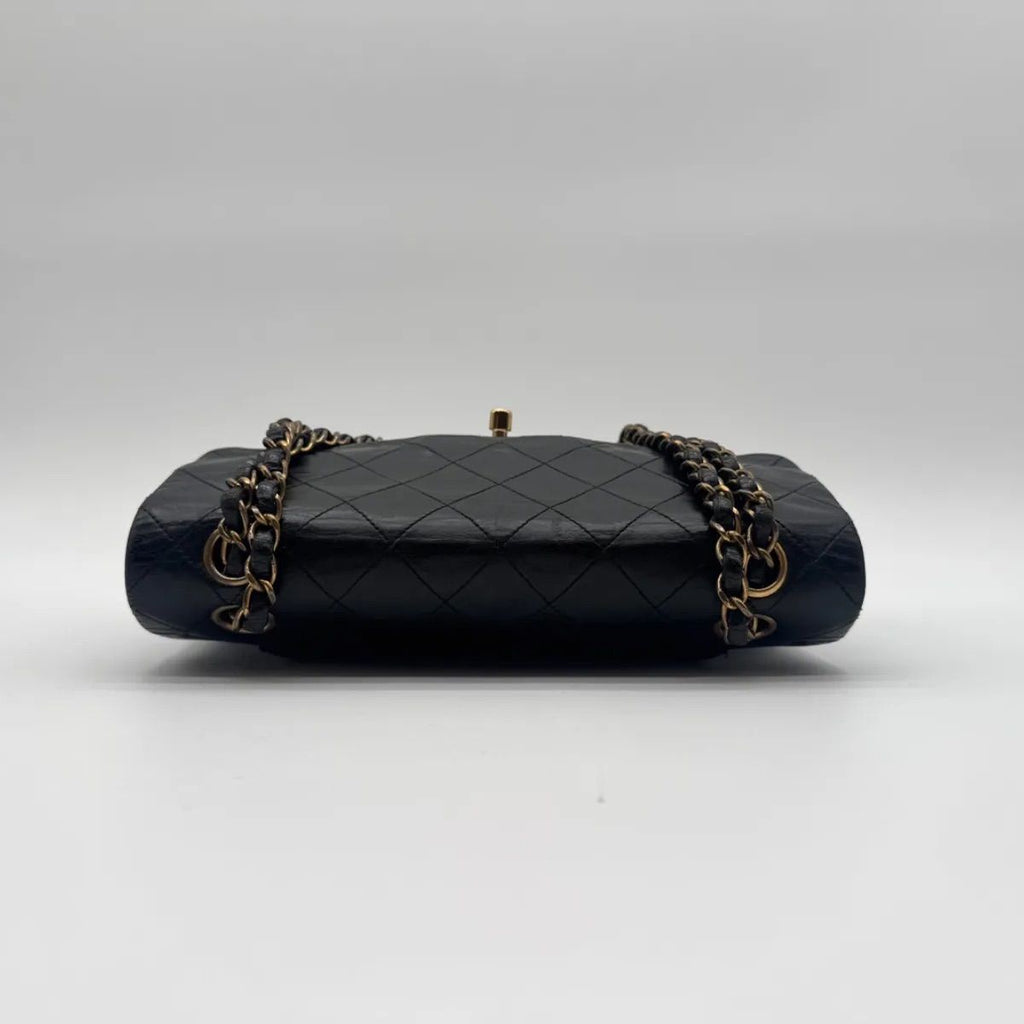 Chanel Large Shoulder Bag Quilted CC Logo Gold Turnlock Double Flap Black — view 5