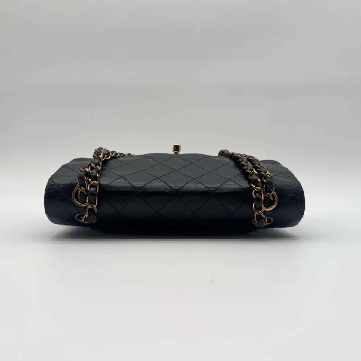 Chanel Large Shoulder Bag Quilted CC Logo Gold Turnlock Double Flap Black — view 5