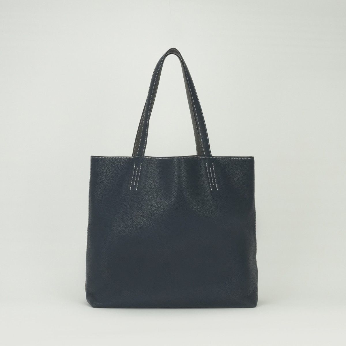 Hermes Double Sens 36 Tote Taurillon Clemence Bleunuit Etoupe Blue Gray — view 9