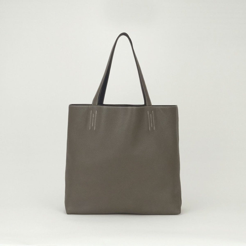Hermes Double Sens 36 Tote Taurillon Clemence Bleunuit Etoupe Blue Gray — view 3