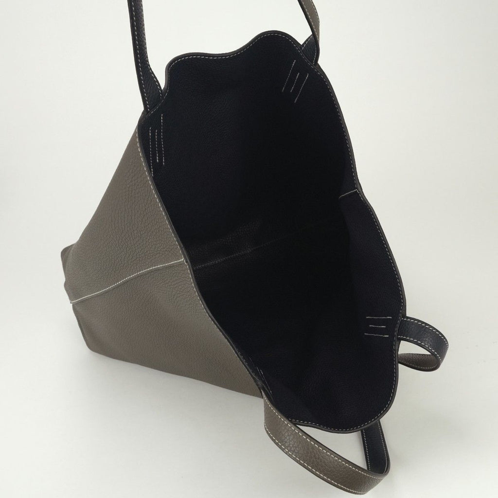 Hermes Double Sens 36 Tote Taurillon Clemence Bleunuit Etoupe Blue Gray — view 8