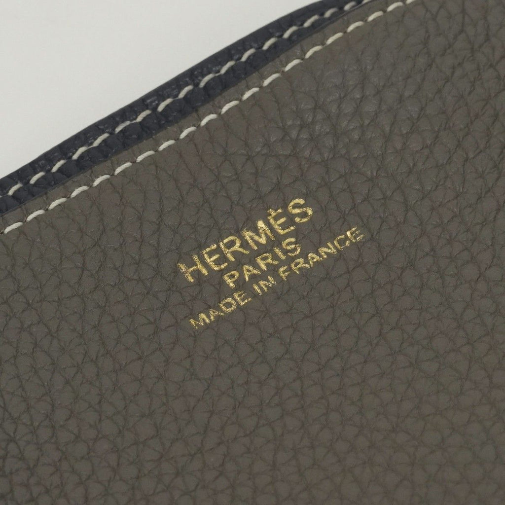 Hermes Double Sens 36 Tote Taurillon Clemence Bleunuit Etoupe Blue Gray — view 7