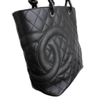 Chanel Cambon Line Tote Calfskin Black Silver — view 9