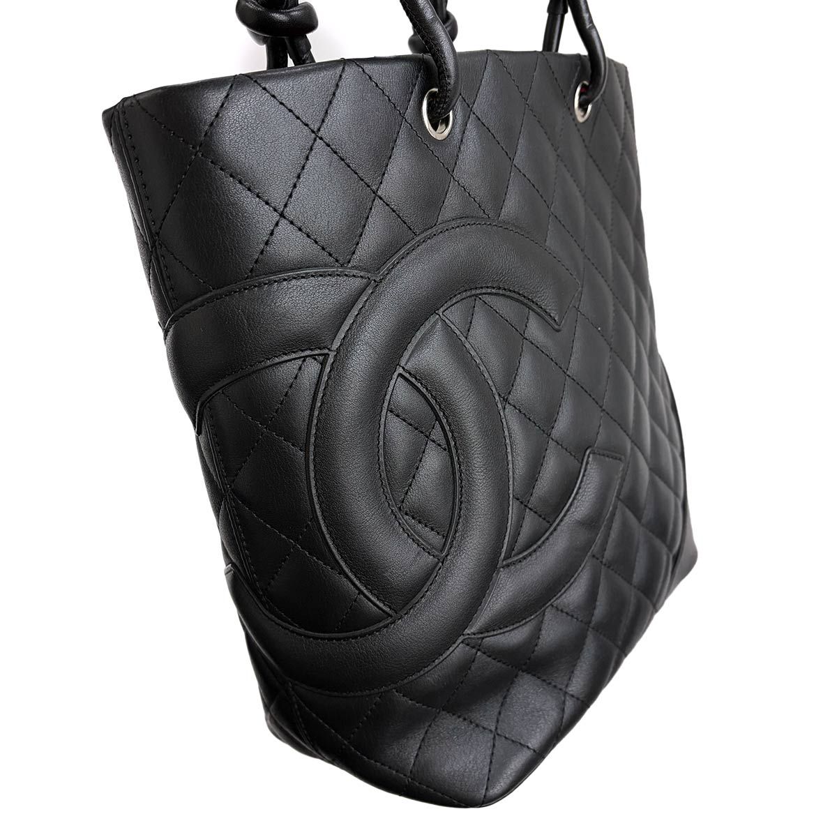 Chanel Cambon Line Tote Calfskin Black Silver — view 9