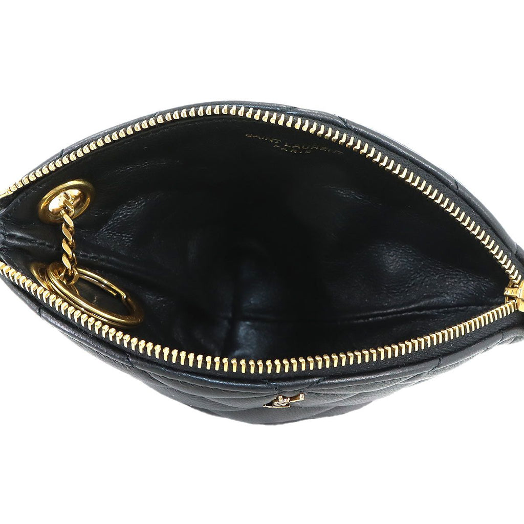 Saint Laurent Sade Coin Purse Leather Black Gold — view 6