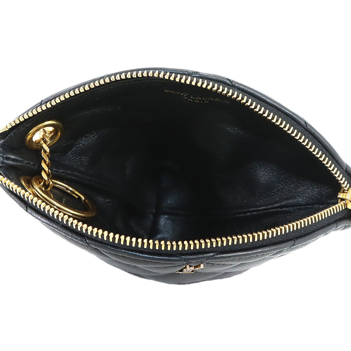 Saint Laurent Sade Coin Purse Leather Black Gold — view 6