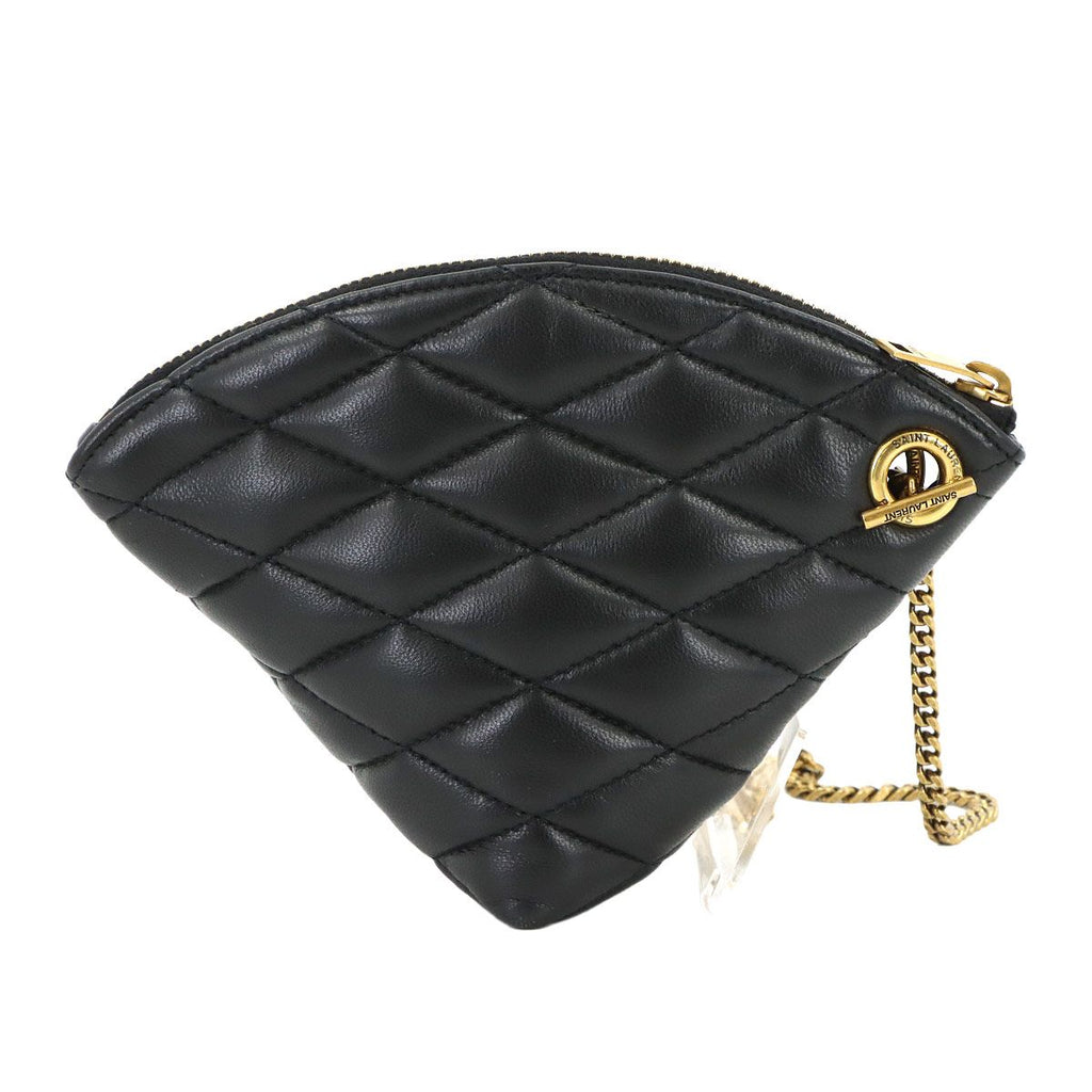Saint Laurent Sade Coin Purse Leather Black Gold — view 2
