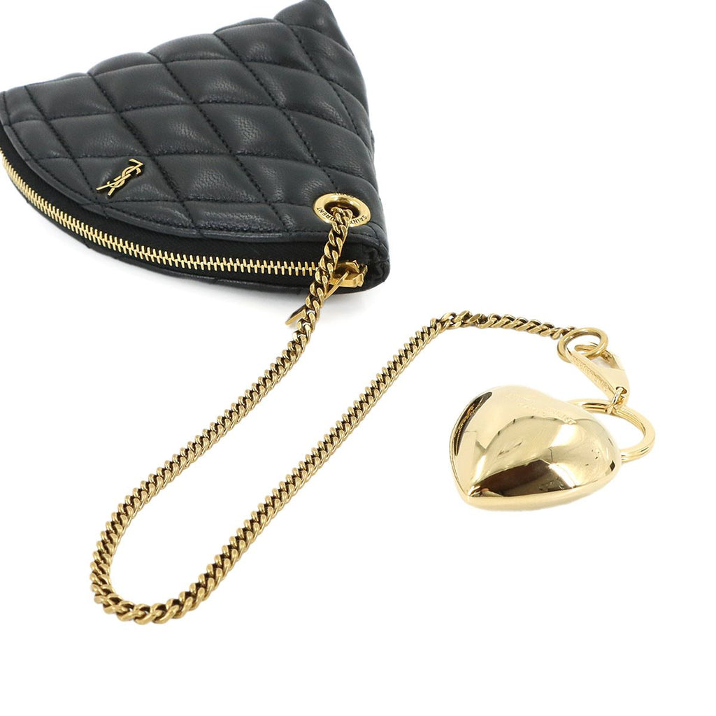 Saint Laurent Sade Coin Purse Leather Black Gold — view 5