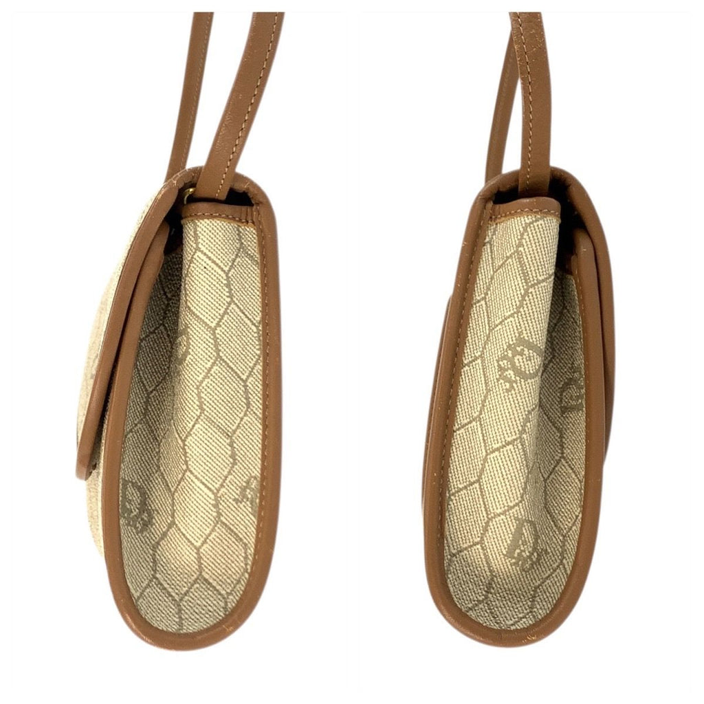 Dior Vintage Beige Brown Gold Leather Shoulder Bag Pochette — view 8