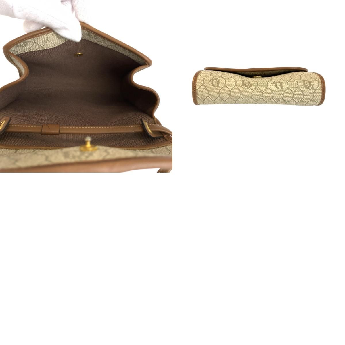 Dior Vintage Beige Brown Gold Leather Shoulder Bag Pochette — view 9